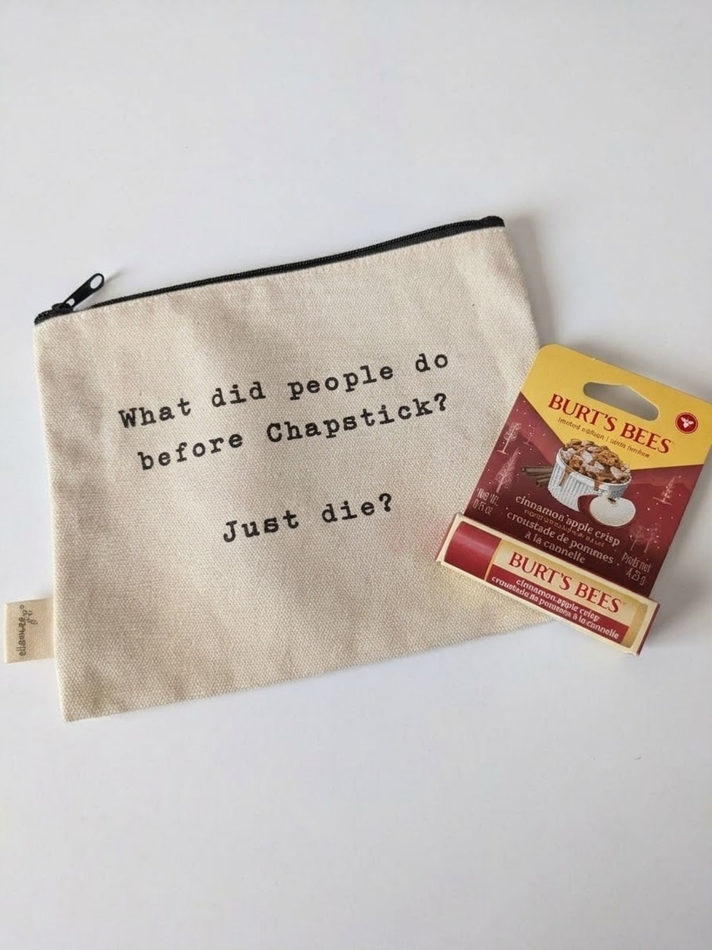 Burt's Bees Lip Balm And Funny Canvas Zipper Pouch